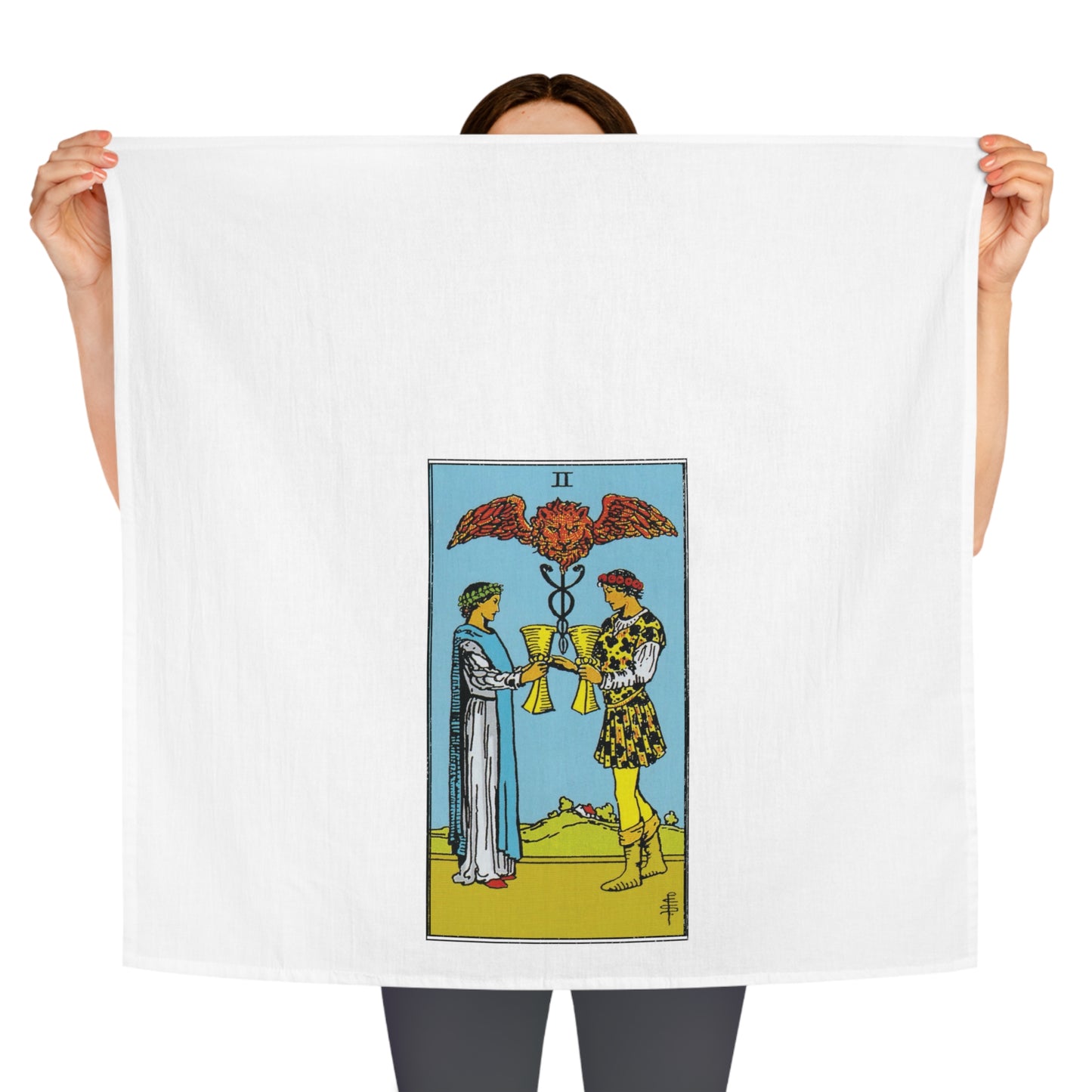 The Two of Cups Tarot Card Tea Towel Goth Kitchen Decor