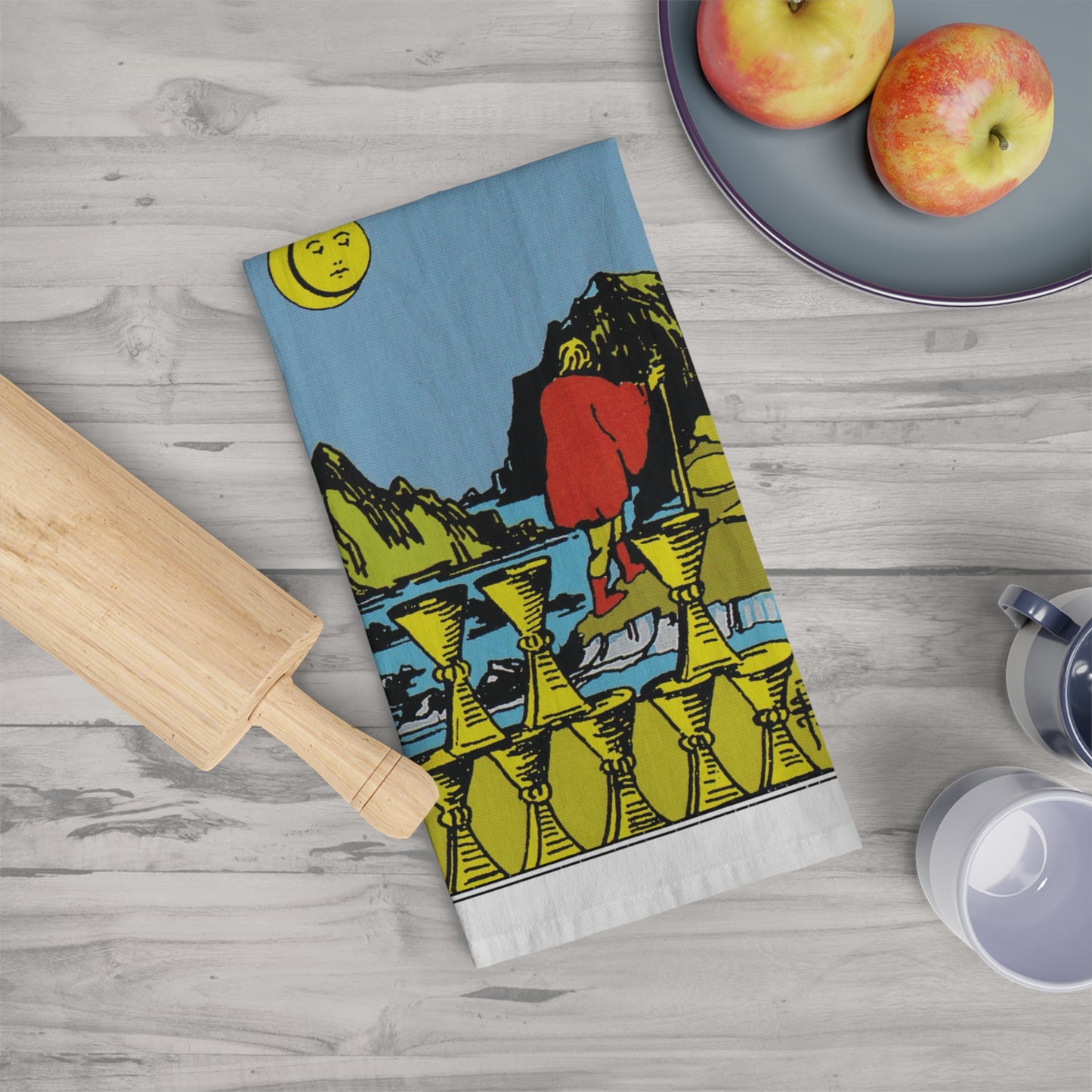 The Eight of Cups Tarot Card Tea Towel Goth Kitchen Decor