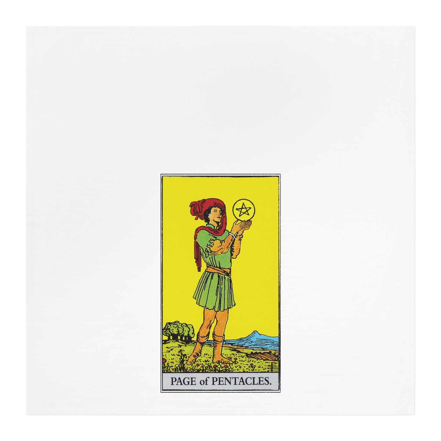 The Page of Pentacles Tarot Card Tea Towel Goth Kitchen Decor