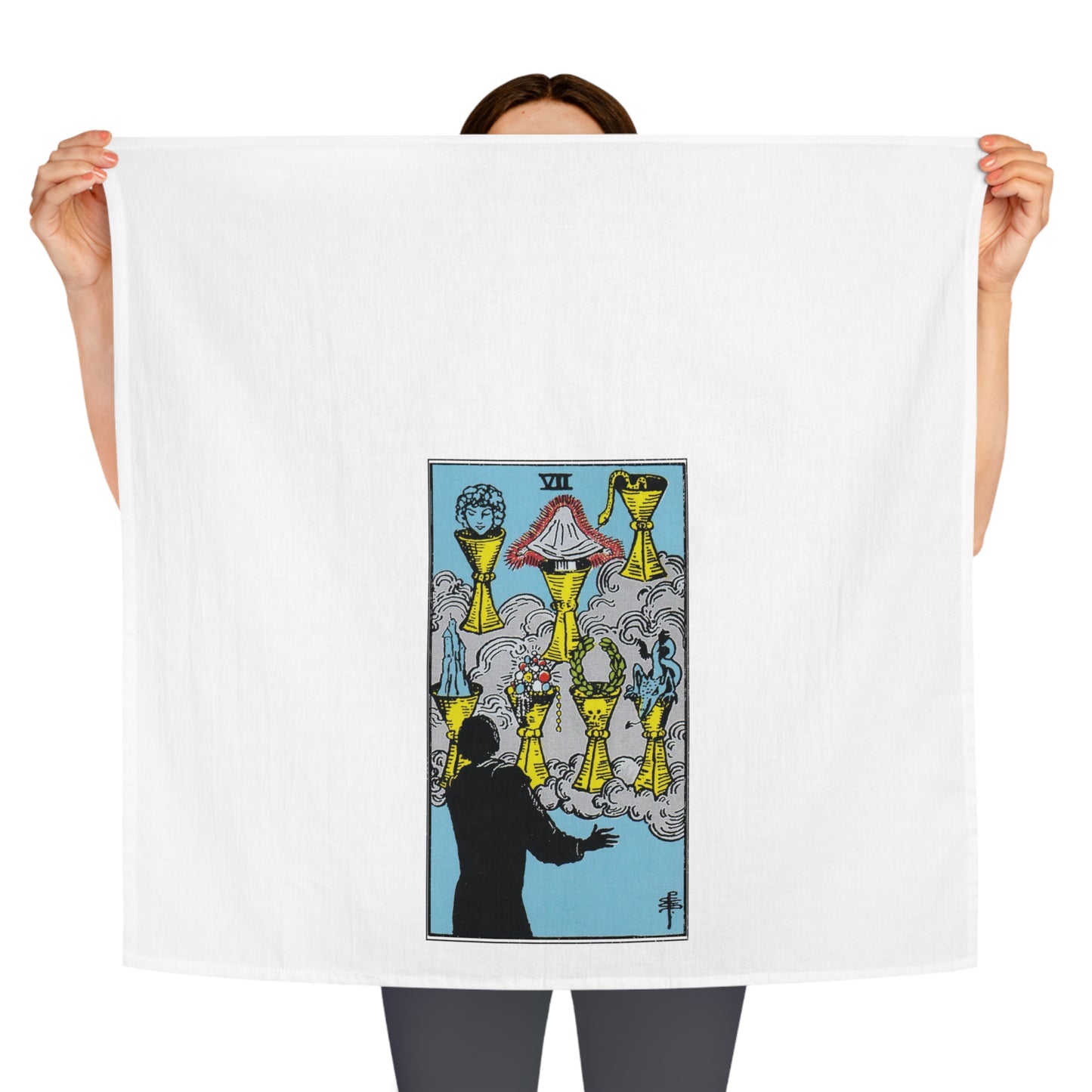 The Seven of Cups Tarot Card Tea Towel Goth Kitchen Decor