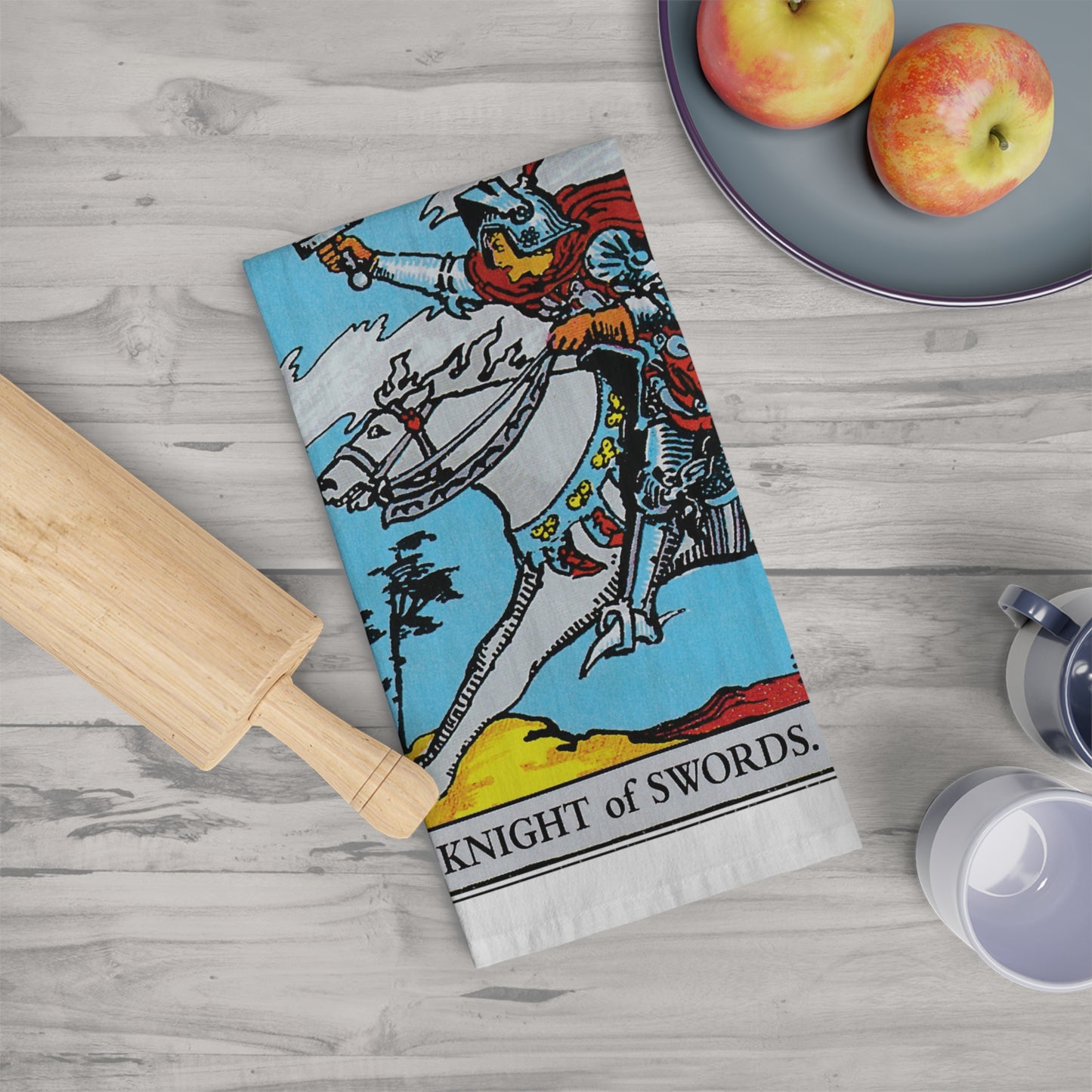 The Knight of Swords Tarot Card Tea Towel Goth Kitchen Decor