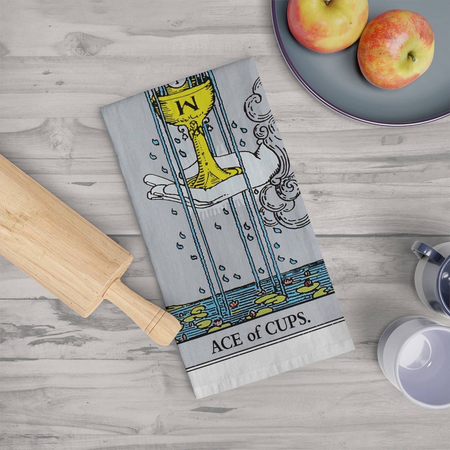 Ace of Cups Tarot Card Tea Towel Goth Kitchen Decor