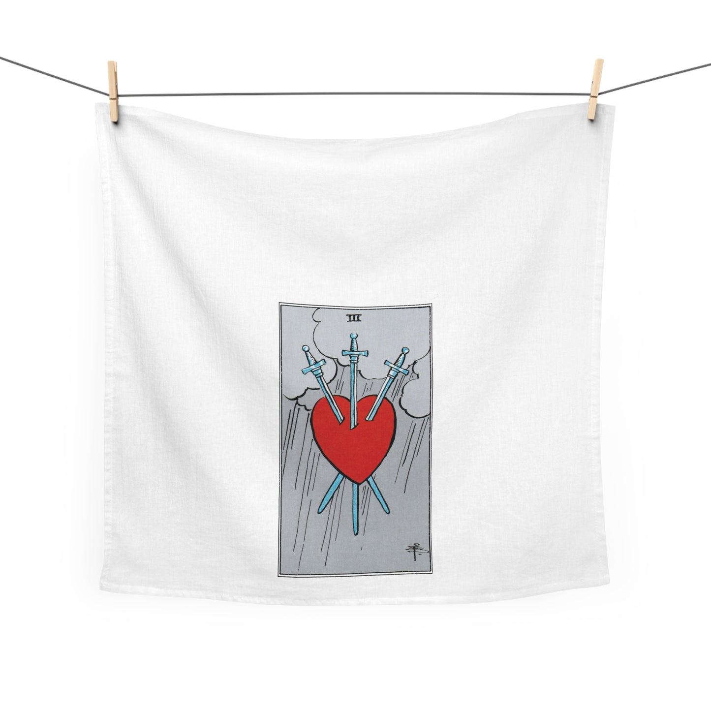 The Three of Swords Tarot Card Tea Towel Goth Kitchen Decor