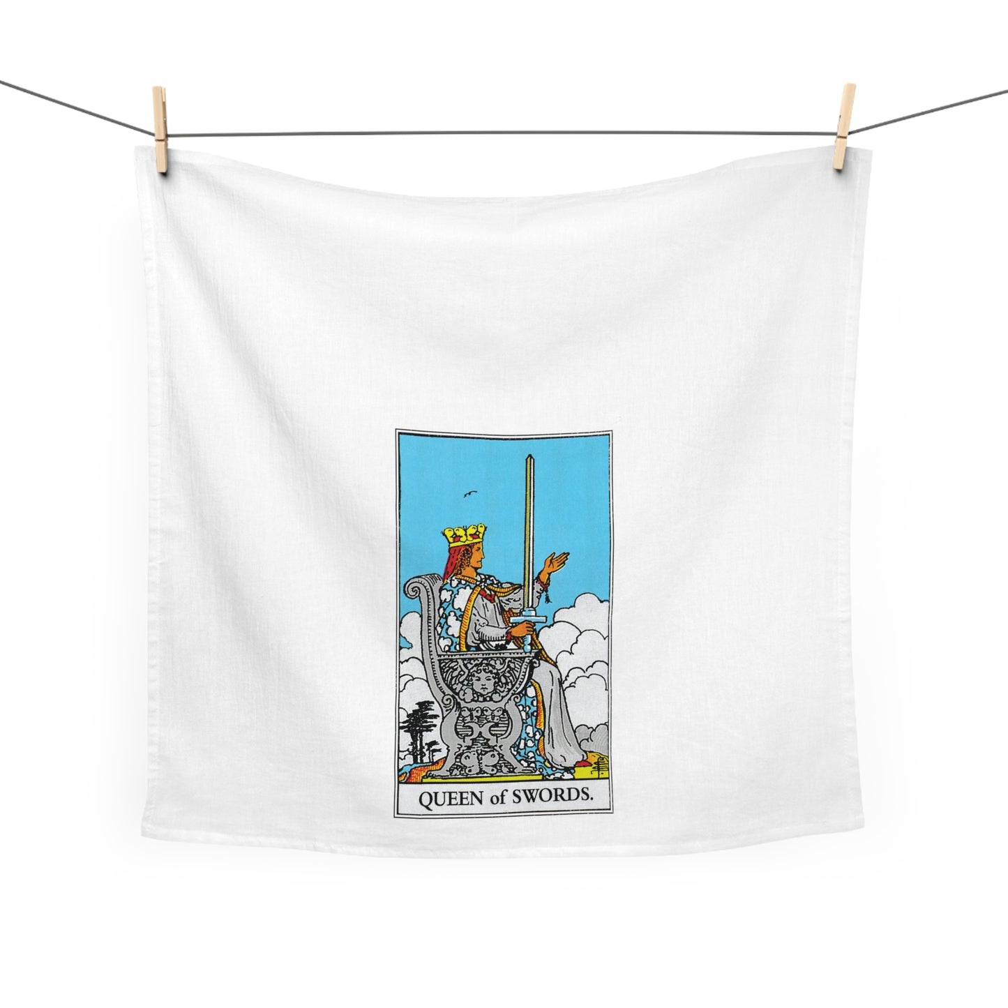 The Queen of Swords Tarot Card Tea Towel Goth Kitchen Decor