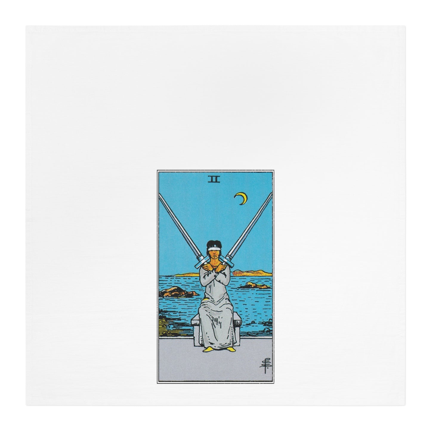 The Two of Swords Tarot Card Tea Towel Goth Kitchen Decor