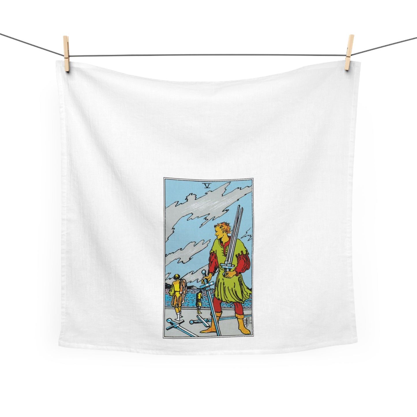 The Five of Swords Tarot Card Tea Towel Goth Kitchen Decor