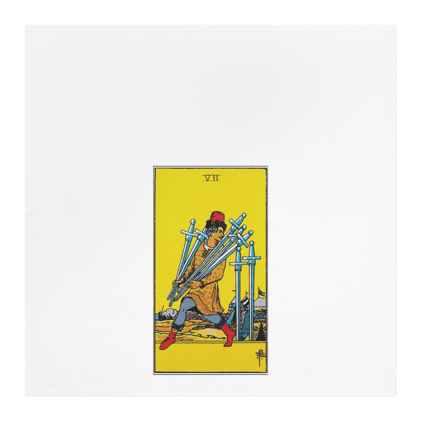 The Seven of Swords Tarot Card Tea Towel Goth Kitchen Decor