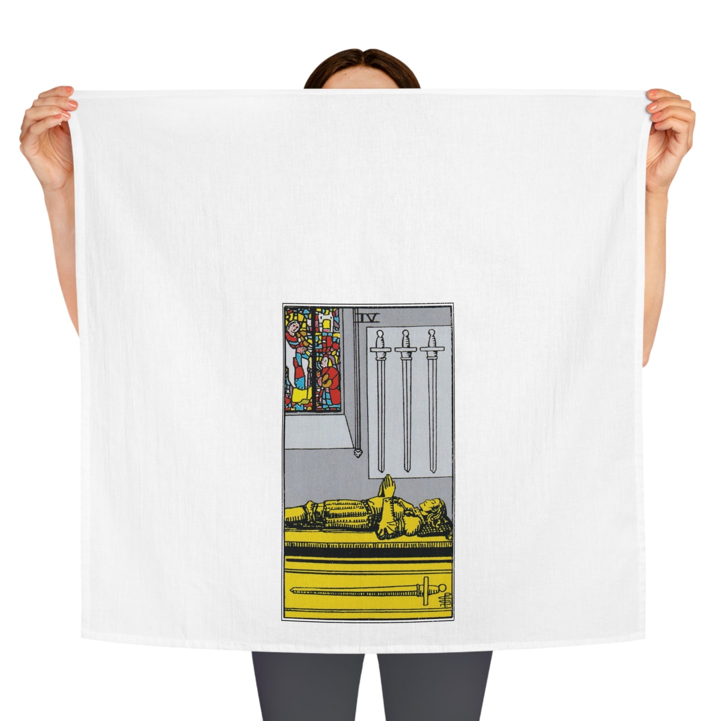 The Four of Swords Tarot Card Tea Towel Goth Kitchen Decor