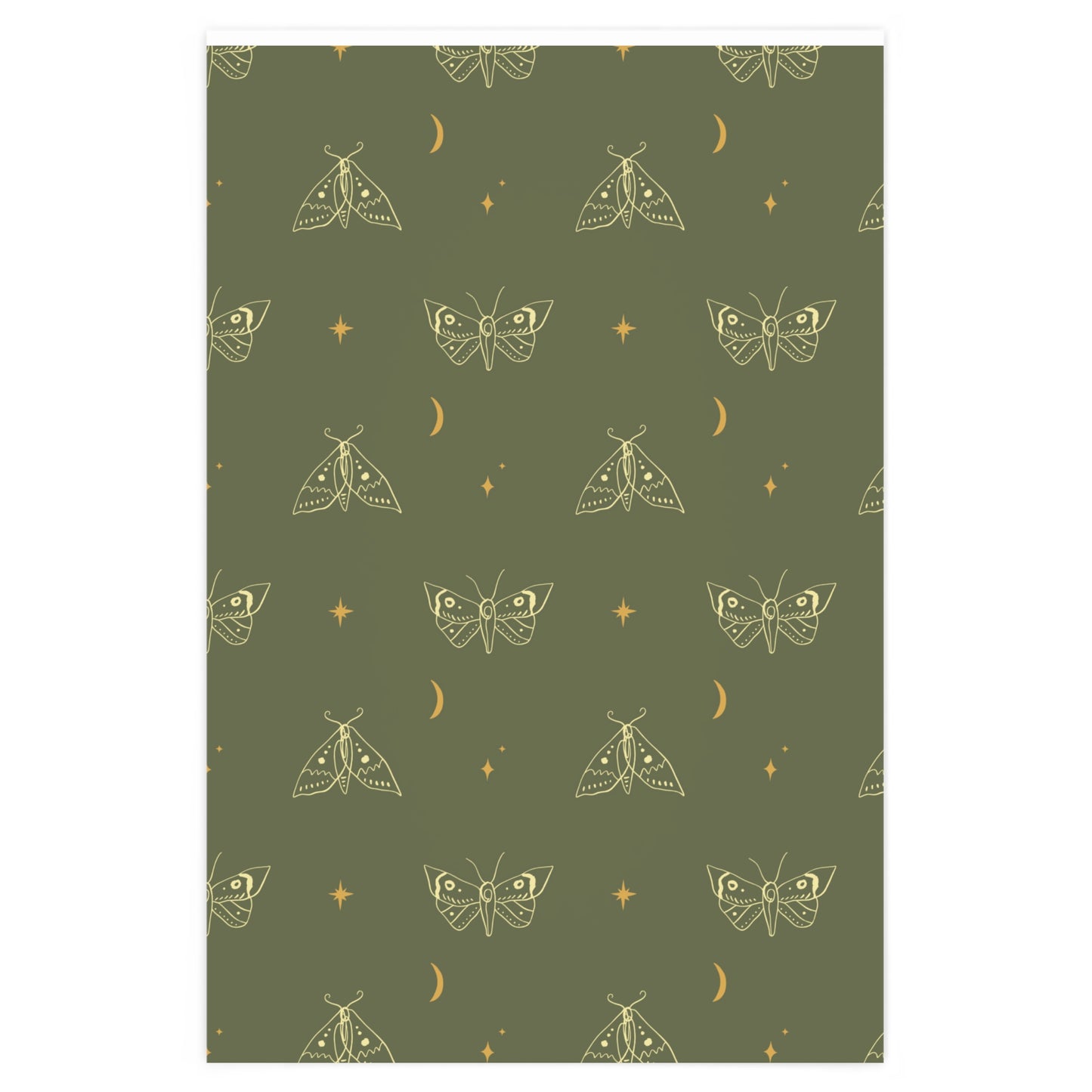 Dark Forest Moth Gift Wrap Green Gothic Wedding Wrapping Paper Witchy Dark Academia Aesthetic