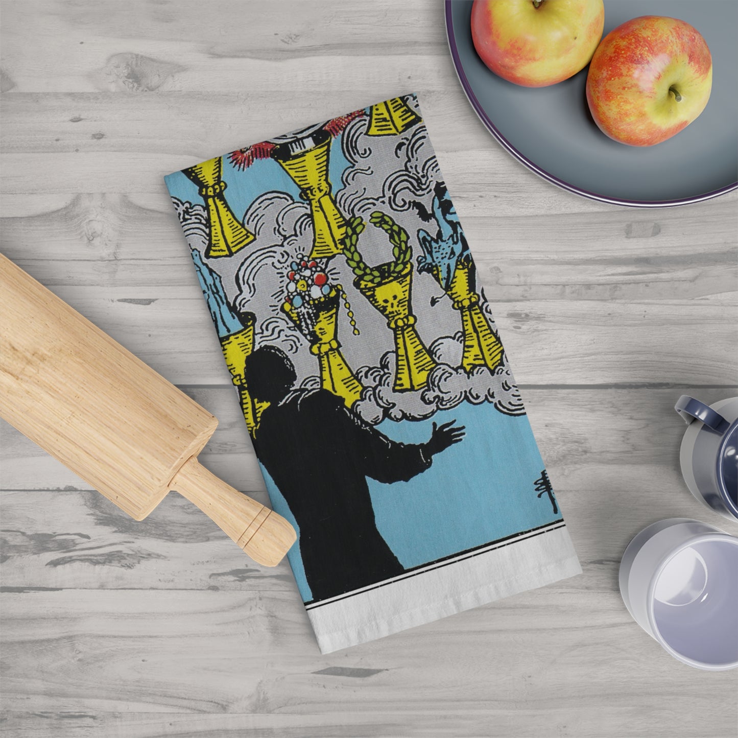 The Seven of Cups Tarot Card Tea Towel Goth Kitchen Decor