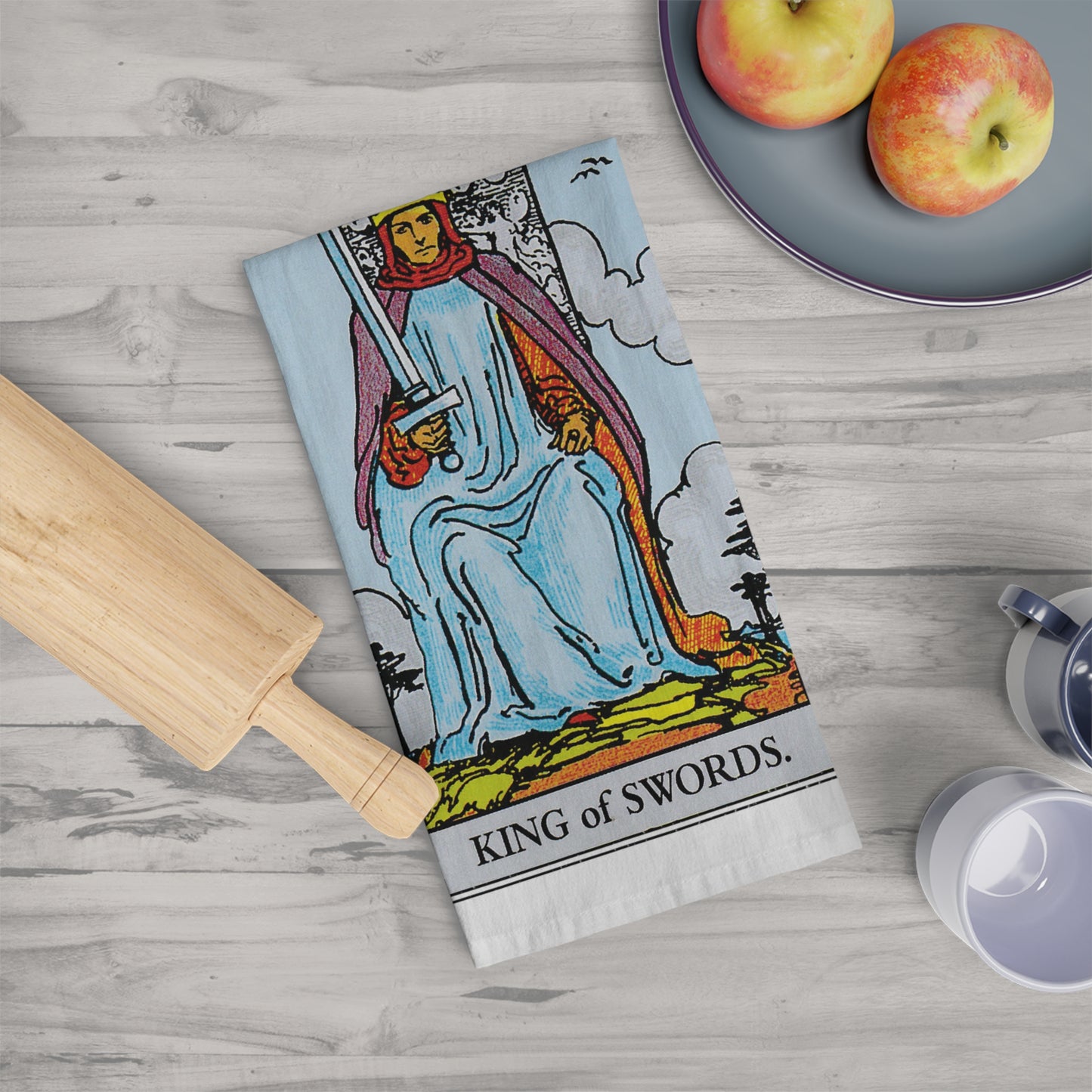 The King of Swords Tarot Card Tea Towel Goth Kitchen Decor