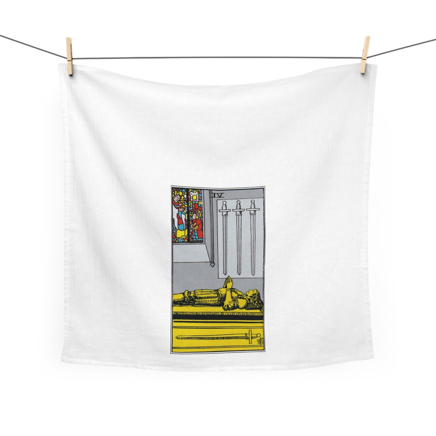 The Four of Swords Tarot Card Tea Towel Goth Kitchen Decor